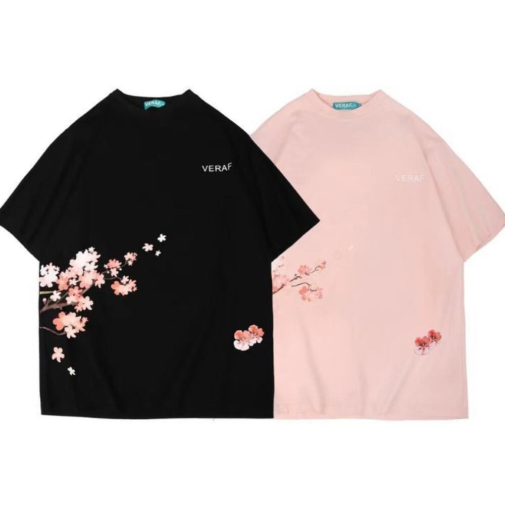 Veraf Unisex Pink Floral T-Shirt, Size S